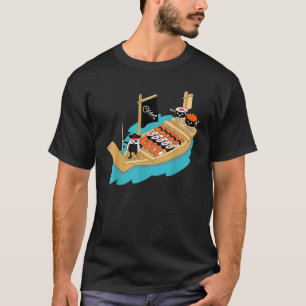 Camiseta Pirata de sushi arroz de pescado Sashimi Fans Gif 