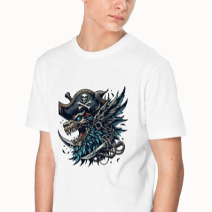 Camiseta pirata del dragón azul del ilustracion