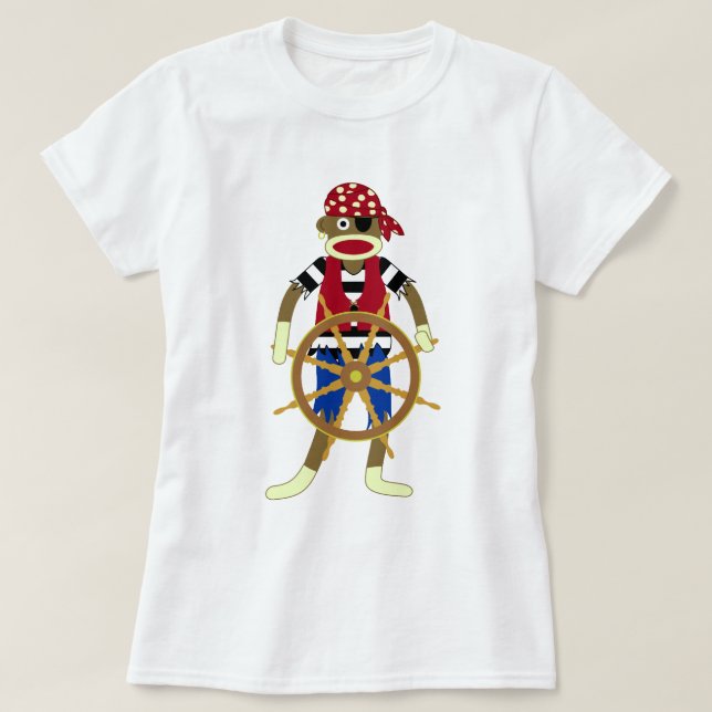 Camiseta Pirata del mono del calcetín (Diseño del anverso)