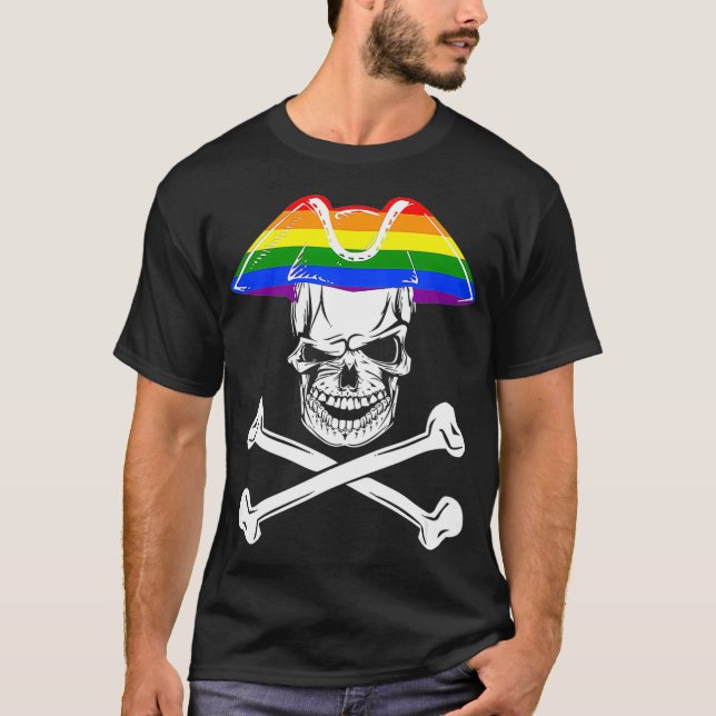 Camiseta Pirata del Orgullo LGBT y cruces de Halloween (Anverso)
