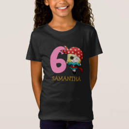 Camiseta Pirata del partido de cumpleaños chica 6to nombre 