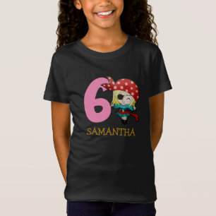 Camiseta Pirata del partido de cumpleaños chica 6to nombre