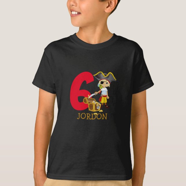 Camiseta Pirata del Partido del Cumpleaños 6to nombre camis (Anverso)