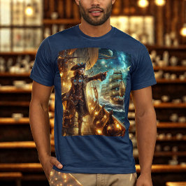 Camiseta Pirata espacial Steampunk Vintage en el Océano Vic