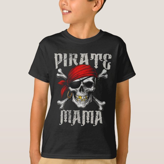 Camiseta Pirata Mama Jolly Roger Bandera Y Crusanos De Cala (Anverso)