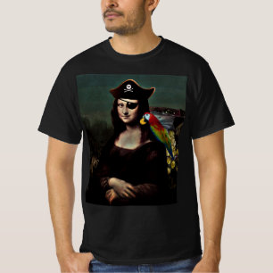 Camiseta Pirata Mona Lisa con parche en el ojo