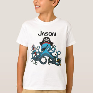 Camiseta pirata Octopus furiosa azul