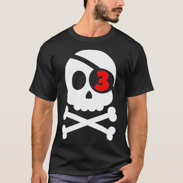 Camiseta Pirata Skull & Crossbone Niños de tercer cumpleaño (Anverso)