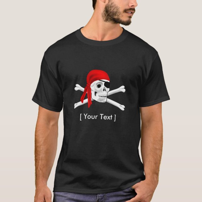Camiseta Pirata Skull y Bones Mens Negro (Anverso)