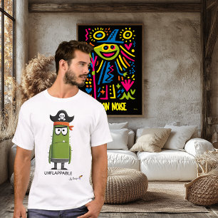 Camiseta Pirata Verde Impasible   Estilo Divertido Unisex