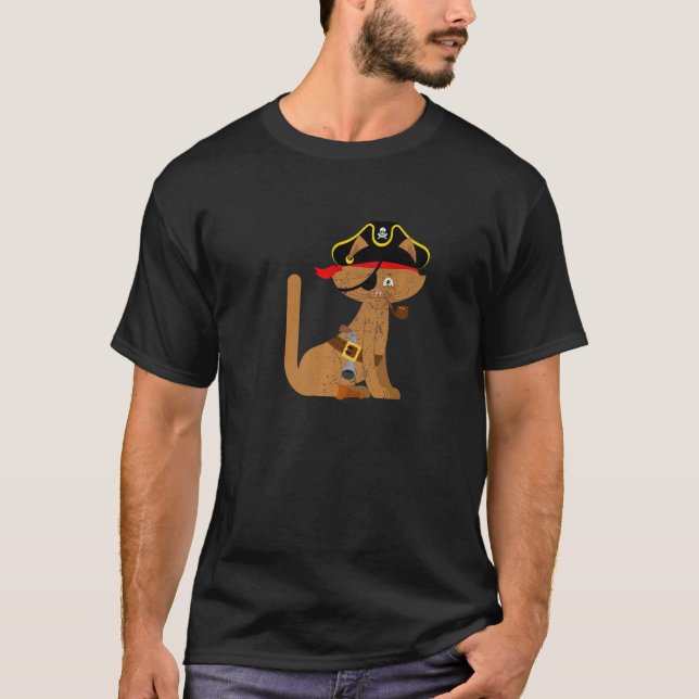 Camiseta Piratas disfrazan pirata de gato fiesta de cumplea (Anverso)