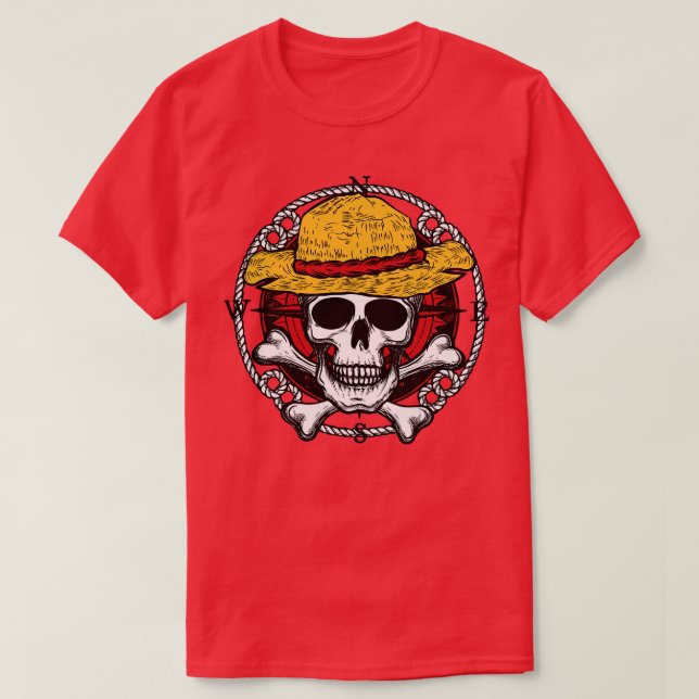 Camiseta Piratas Gorras de paja Jolly Roger (Diseño del anverso)