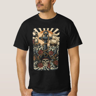 Camiseta Piratas Perdidos en el Océano Halftone Negro