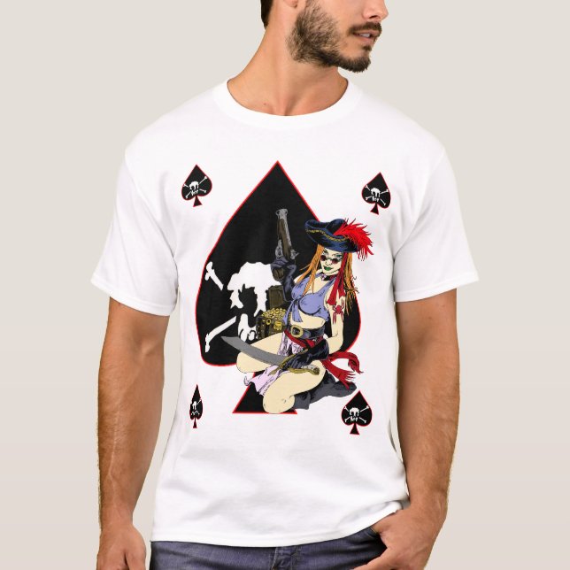 Camiseta Piratas: Reina de espadas (Anverso)