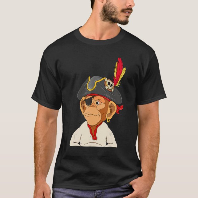 Camiseta Pirate Ape Nft Tema Capitán Mono (Anverso)