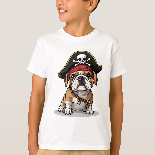 Camiseta Pirate Bulldog inglés Skull Crossbone (Anverso)