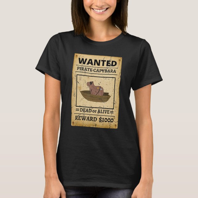 Camiseta Pirate Capybara Wanted Poster Capybara For Kids (Anverso)