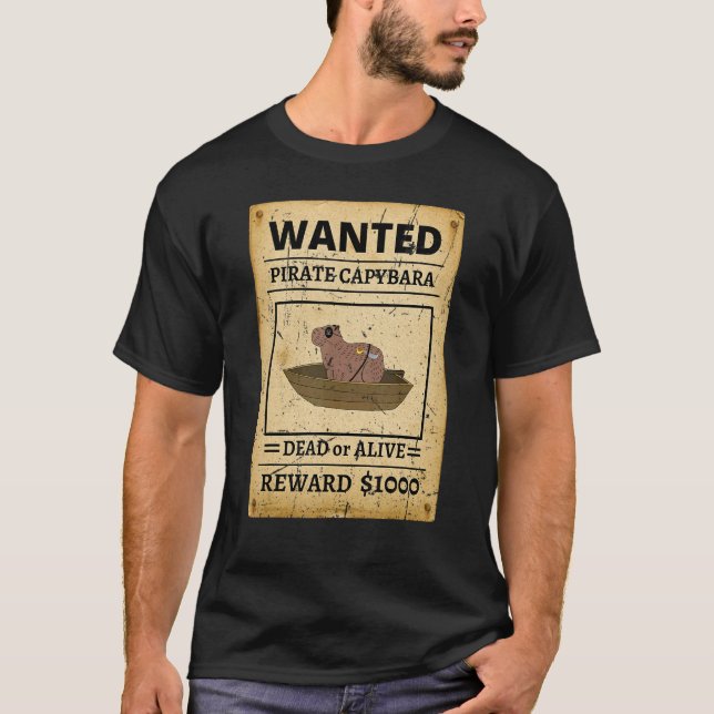 Camiseta Pirate Capybara Wanted Poster Capybara For Kids (Anverso)