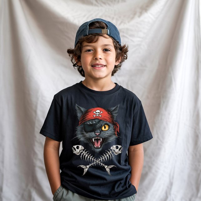 Camiseta Pirate Cat Kitten Skull Crossbone Halloween negro (Subido por el creador)