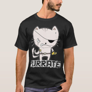 Camiseta Pirate Cat Shirate Purrate Sword Kitty Eye Patch O