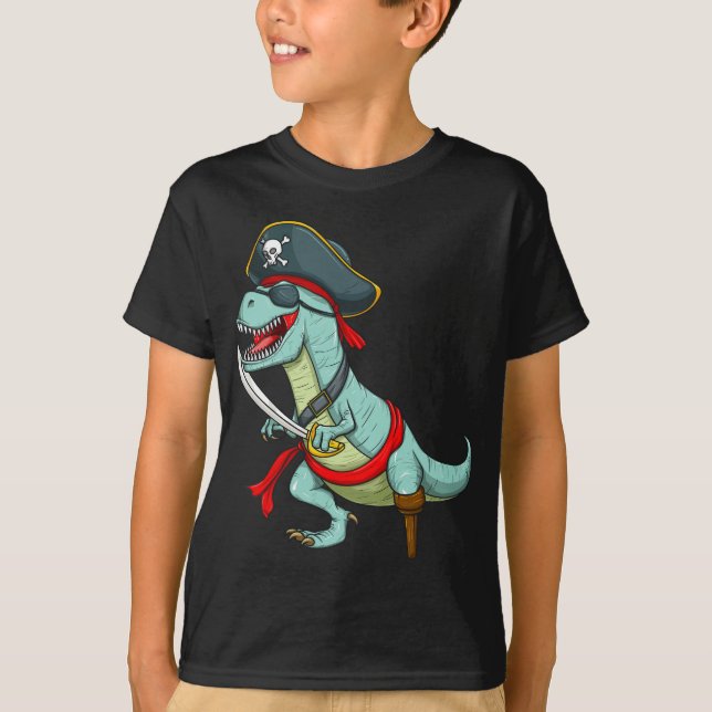 Camiseta Pirate Dinosaur T Rex Funny Tyrannosaurus Hallowee (Anverso)