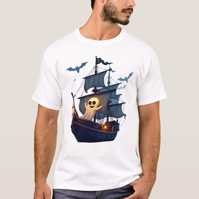 Camiseta Pirate Ghost Ship � Scary Halloween Tee (Anverso)