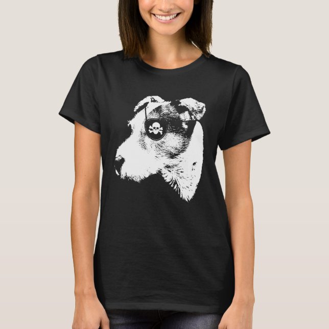 Camiseta Pirate JACK RUSSELL TERRIER Shirt Con Parche De Oj (Anverso)