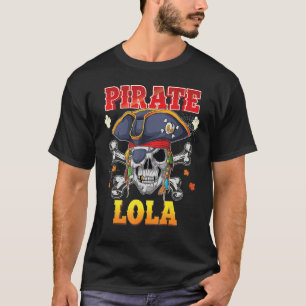 Camiseta Pirate Lola Skull Crossbone Halloween Costueen Fam