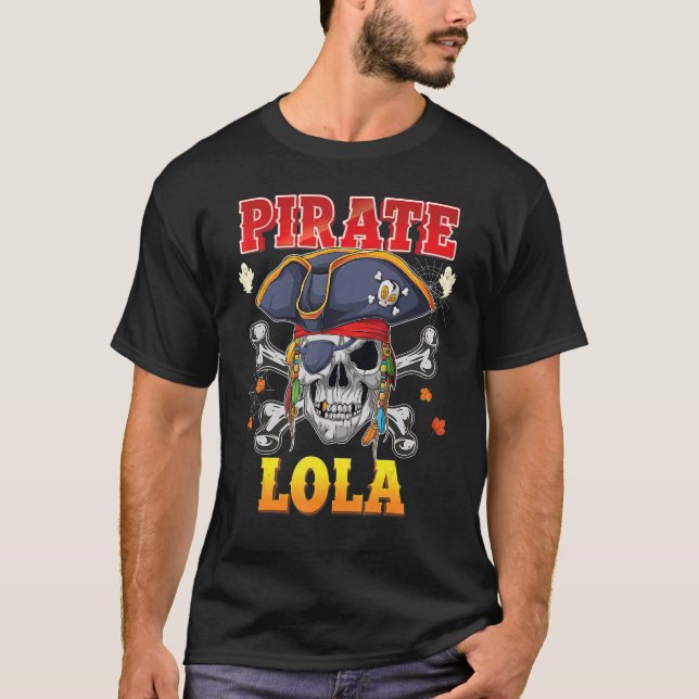 Camiseta Pirate Lola Skull Crossbone Halloween Costueen Fam (Anverso)