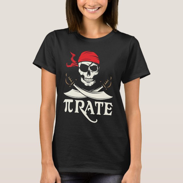 Camiseta Pirate  Pi Mathematical Skull Captain  Pi Day (Anverso)