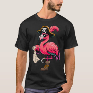 Camiseta Pirate Pink Flamingo Gracioso disfraz Fiesta Hallo