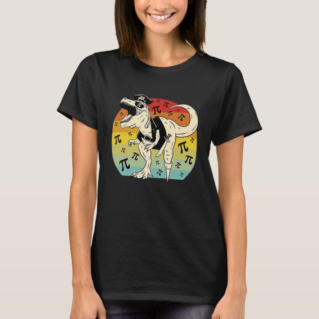 Camiseta Pirate Rex Dinosaur retro sunset Pie math (Anverso)