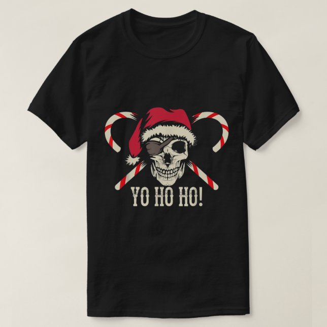 Camiseta Pirate Santa Skull Yo Ho Ho Design (Diseño del anverso)