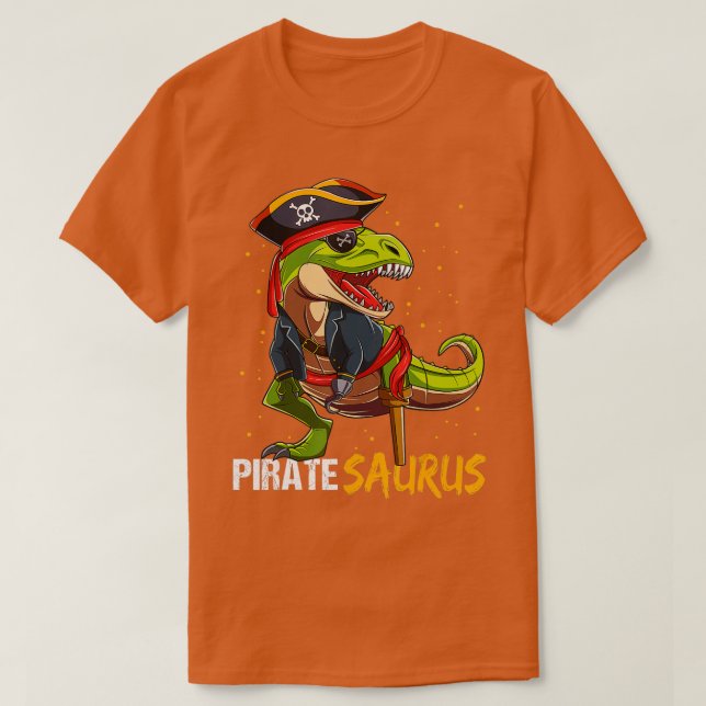 Camiseta Pirate Saurus Dinosaur T Rex Halloween Para Niños  (Diseño del anverso)