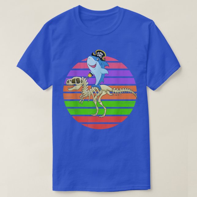 Camiseta Pirate Shark Riding Skeleton Dinosaur Boys  (Diseño del anverso)