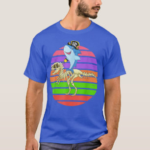 Camiseta Pirate Shark Riding Skeleton Dinosaur Boys 