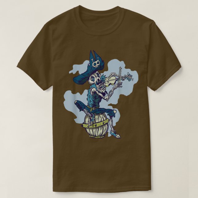 Camiseta Pirate Skeleton Skull Power Music toca violín T-S (Diseño del anverso)