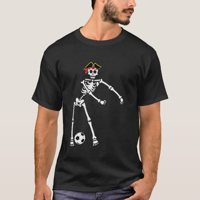 Camiseta Pirate Skeleton Soccer Halloween Tshirt Flossing D (Anverso)