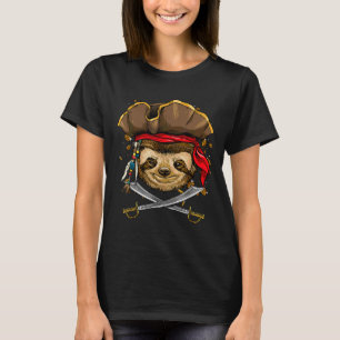 Camiseta Pirate Sloth Jolly Roger Halloween Costume Christm