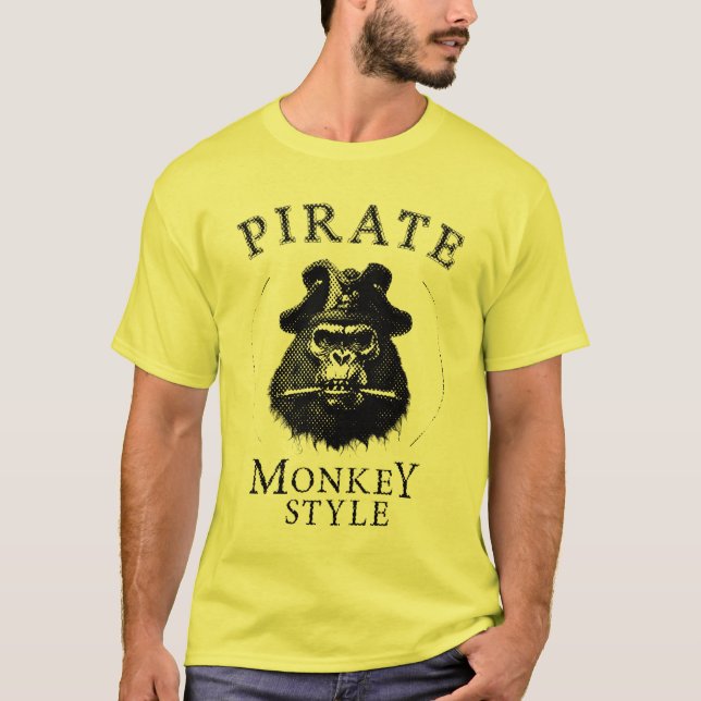 Camiseta Piratenaffe Monkey Style schwarz weiß (Anverso)