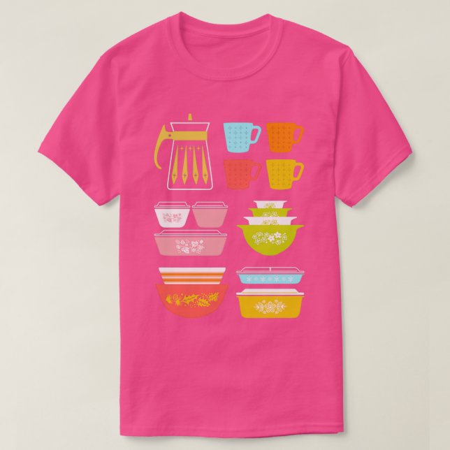 Camiseta Pirex Pretties - Vidrio Vintage Kitchenware  (Diseño del anverso)
