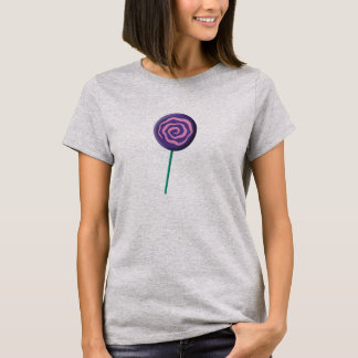 Camiseta Piruleta morada girada con rosa