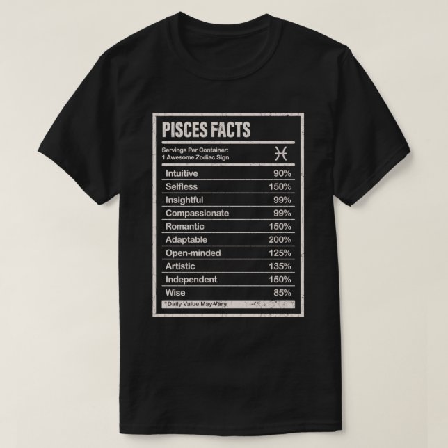 Camiseta Pisces Facts Apparel For Men And Women Funny Zodia (Diseño del anverso)