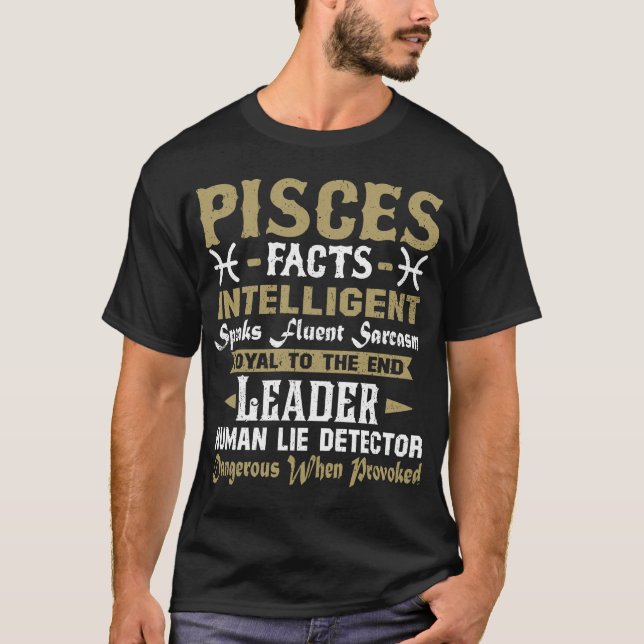 Camiseta Pisces Facts. Astrología Del Horóscopo Pisces (Anverso)