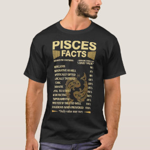 Camiseta Pisces Facts Zodiac Rótulos Cumpleaños