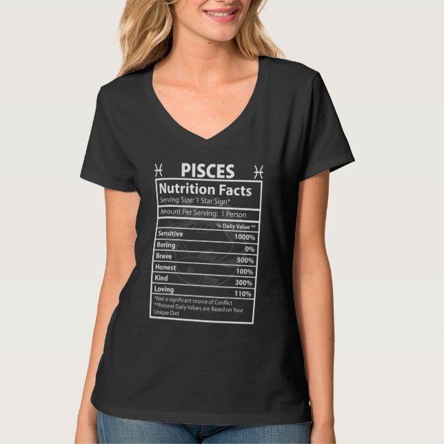 Camiseta Pisces Hechos Nutricionales Astrología (Anverso)