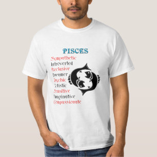 Camiseta Pisces Horoscope Rótulo Zodiac