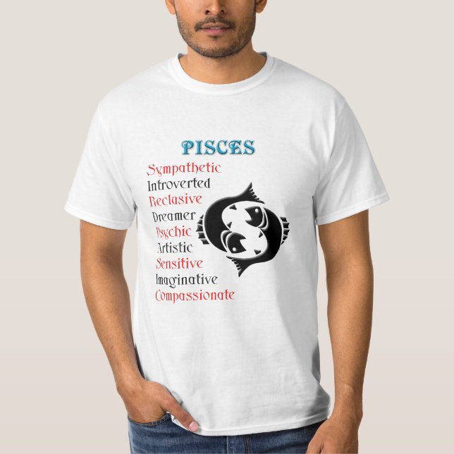 Camiseta Pisces Horoscope Rótulo Zodiac (Anverso)
