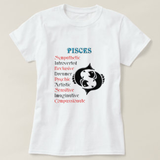 Camiseta Pisces Horoscope Rótulo Zodiac