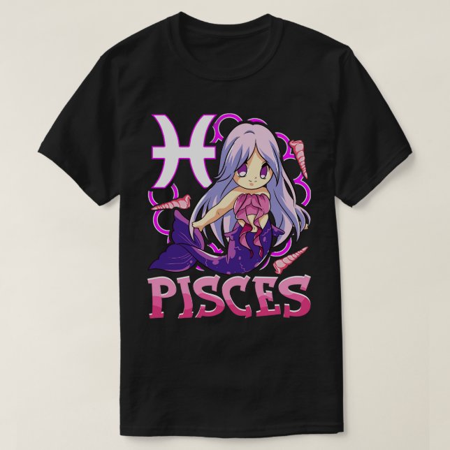 Camiseta Pisces Kawaii Febrero Marzo Cumpleaños Zodiac (Diseño del anverso)